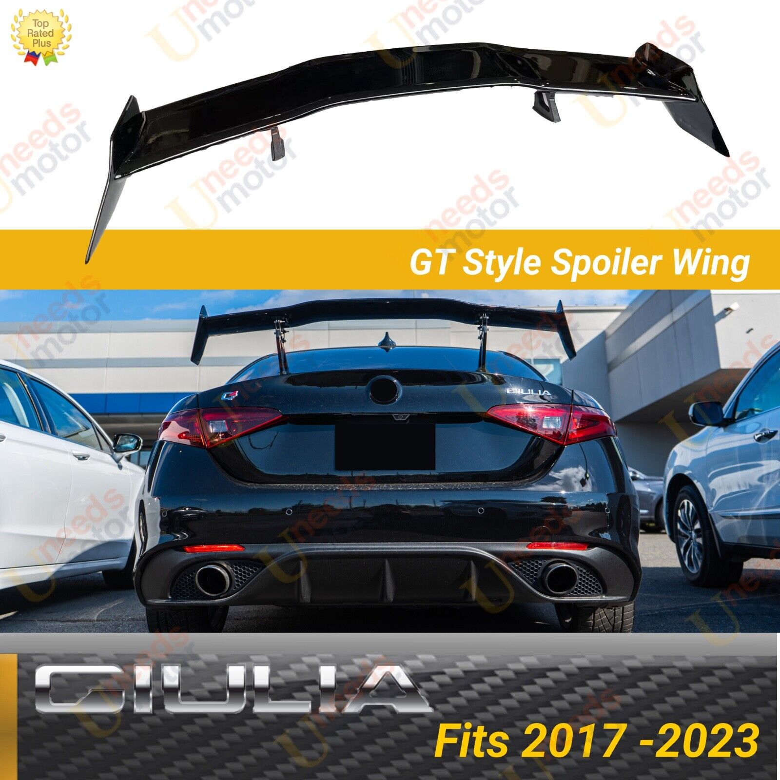 For 2017-2023 Alfa Romeo Giulia GTA Style Glossy Black Rear Trunk Spoiler Wing