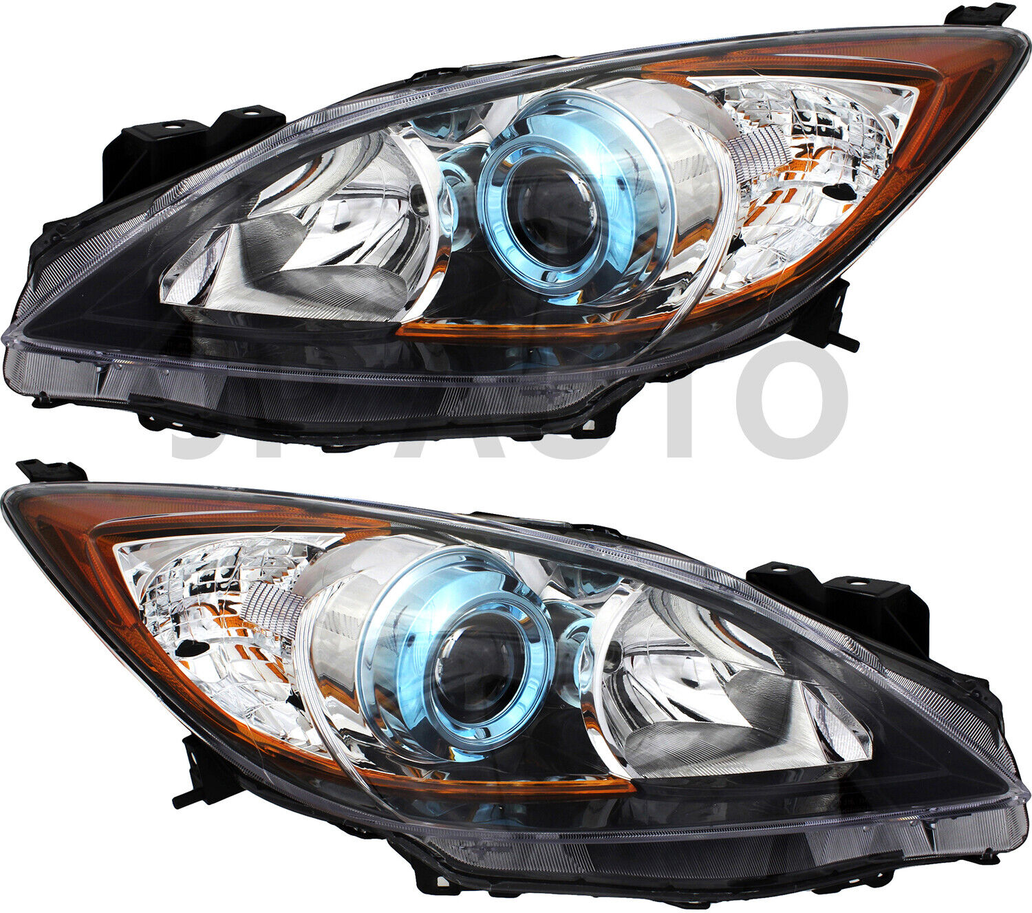 For 2012-2013 Mazda 3 Headlight Halogen Set Driver and Passenger Side