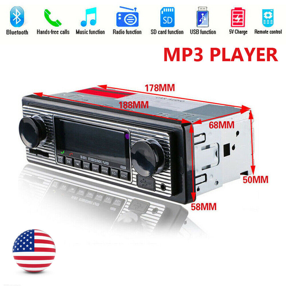 US 4-Channel Digital LCD 12V Bluetooth USB/FM/WMA/WAV Radio Stereo MP3 Player