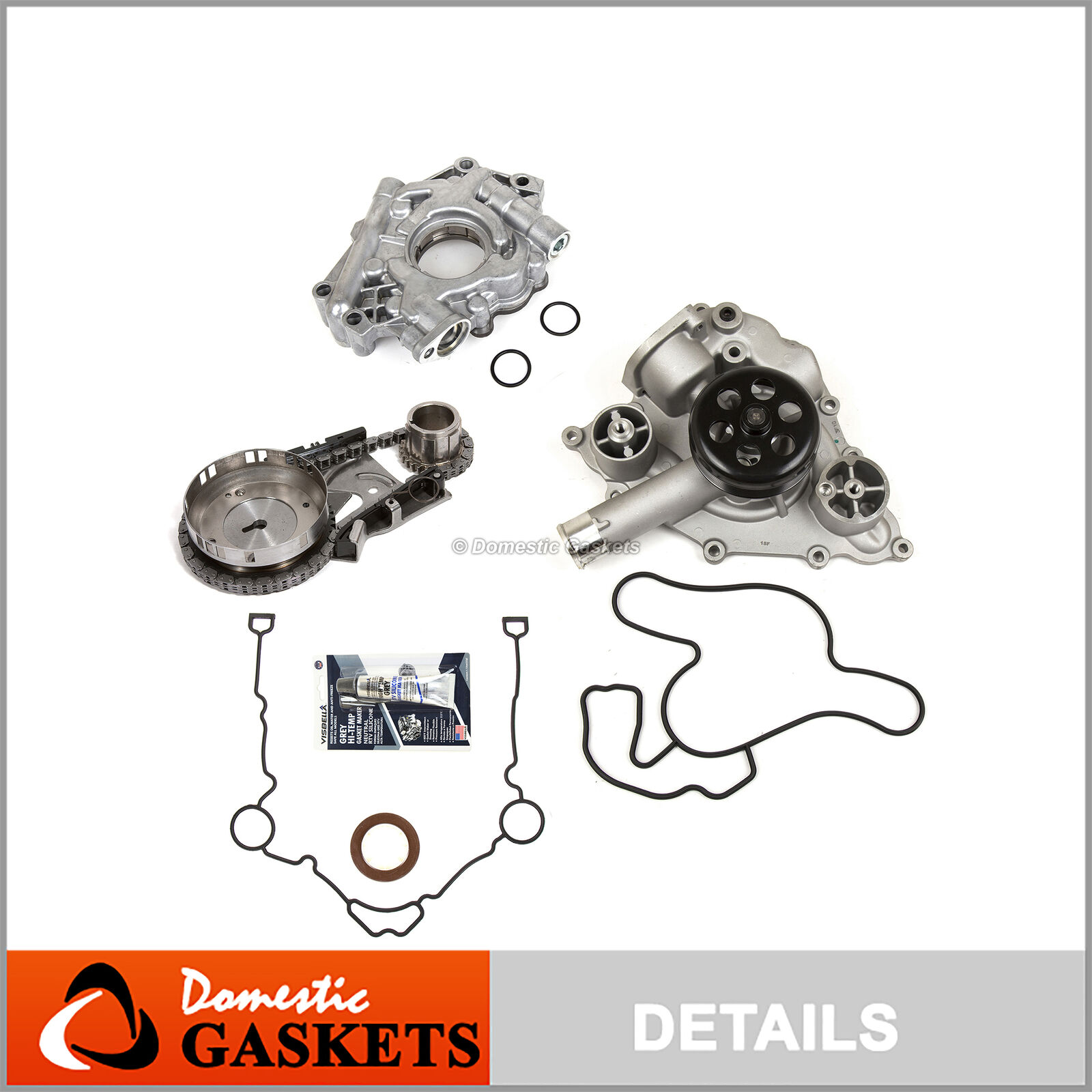 Fit 05-08 Dodge Chrysler Jeep 5.7L Timing Chain Oil &Water Pump Kit+Cover Gasket