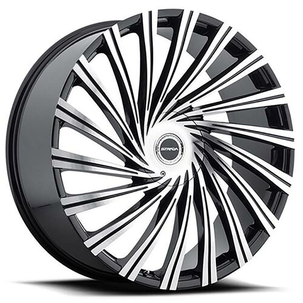 24 inch 24x10 Strada TORNADO BLACK MACHINED wheels rims BLANK +15