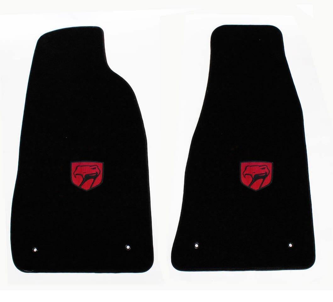 NEW Black Floor Mats 1992-2002 Dodge Viper Red Embroidered Logo Snake Head Pair