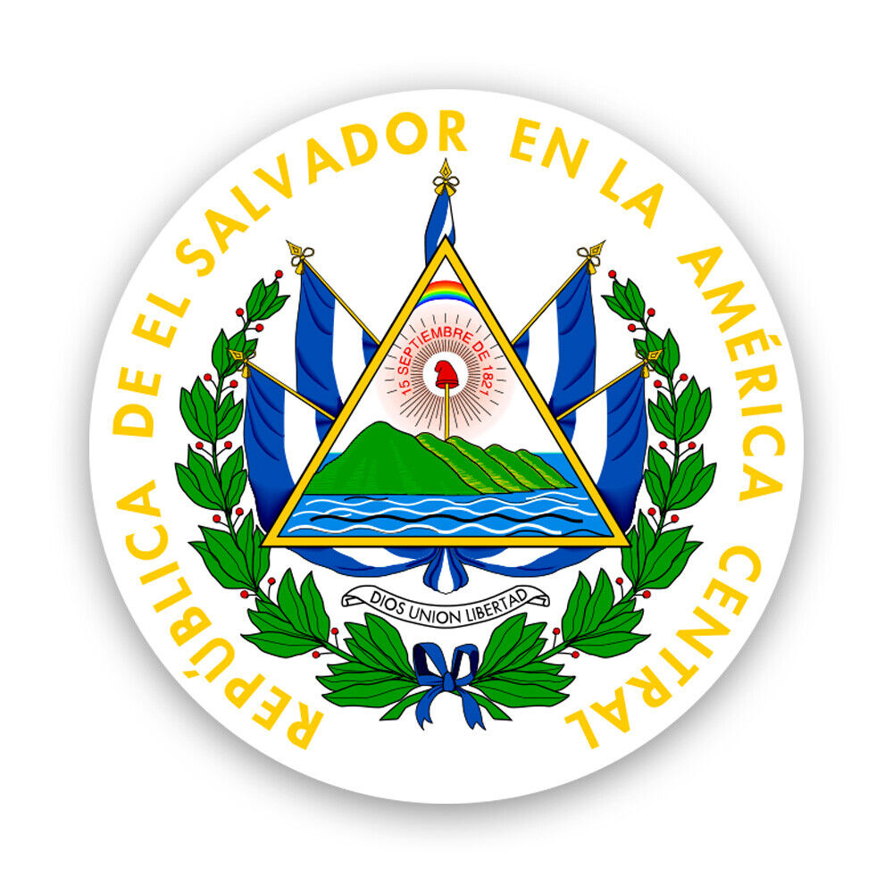 Salvadoran Coat of Arms Sticker Decal - Weatherproof - el salvador flag slv coa