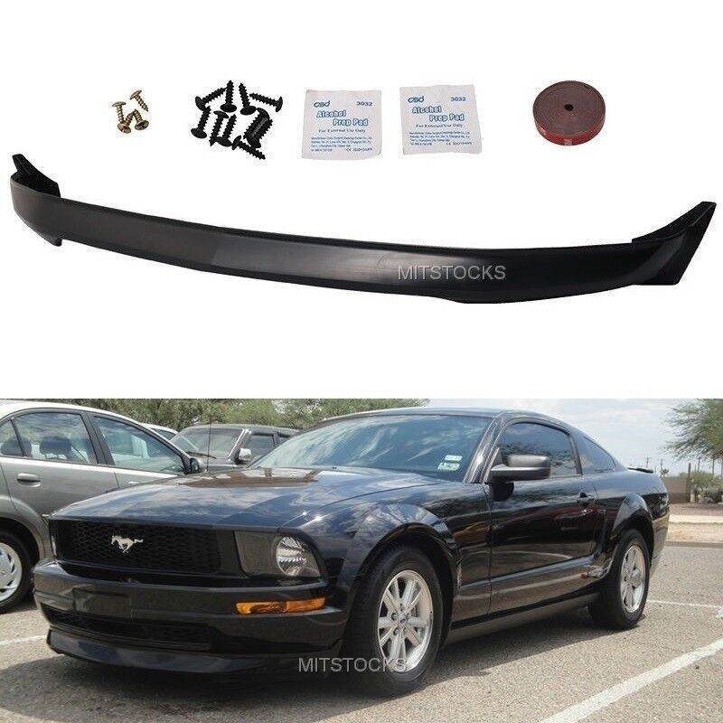 FOR 05-09 MUSTANG V6 ONLY 3C PU BLACK URETHANE FRONT CHIN BUMPER LIP SPOILER