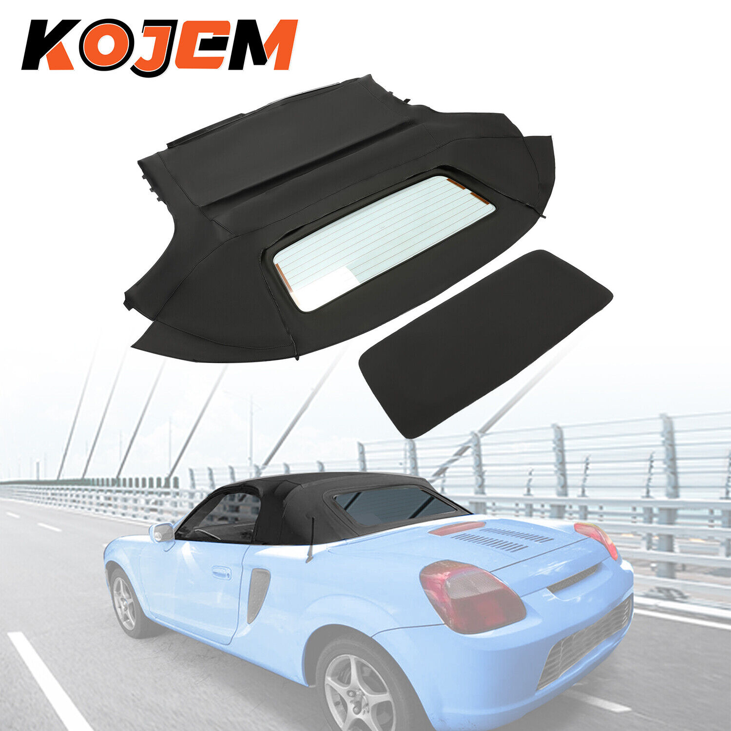 For Toyota Mr2 Spyder Convertible Soft Top & Heated Glass Window Black Sailcloth