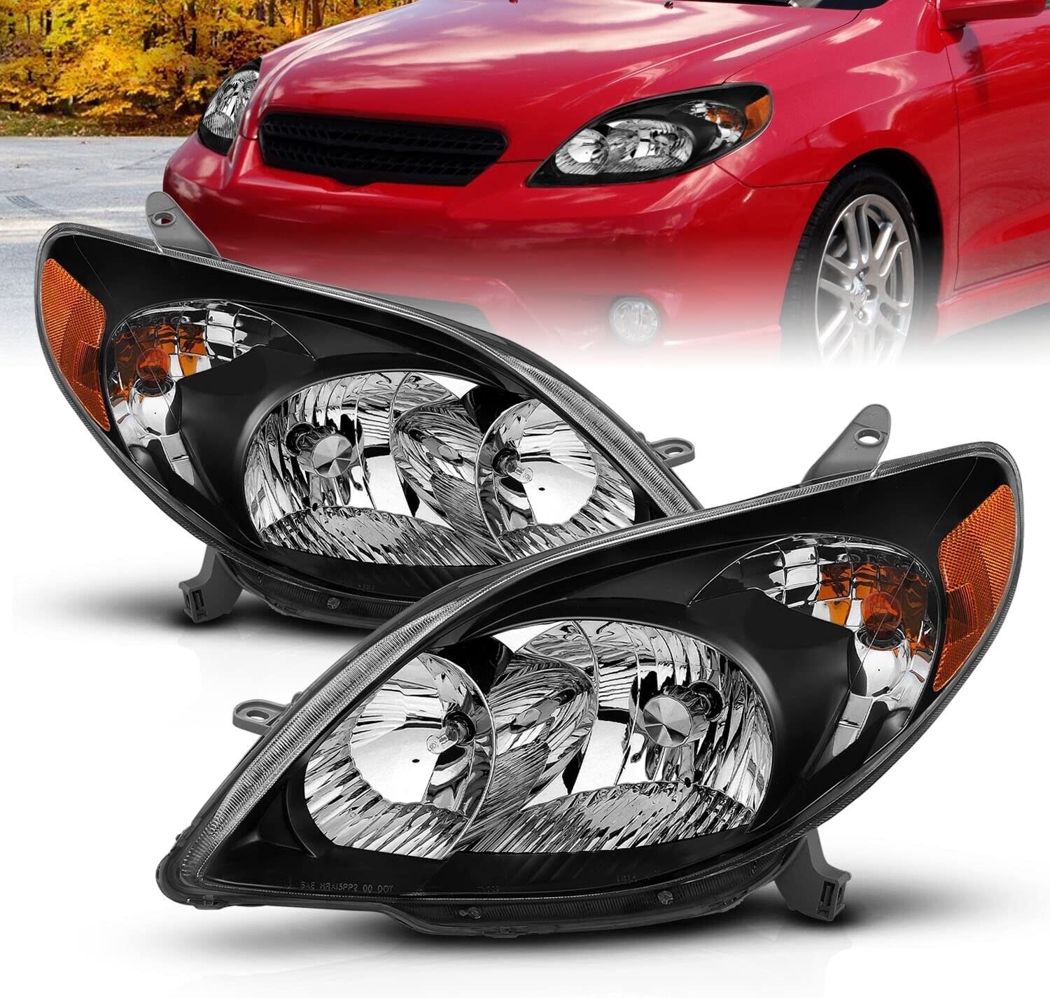 For Blk 2003-2008 Toyota Matrix Headlights Healamps Replacement 03-08 Left+Right