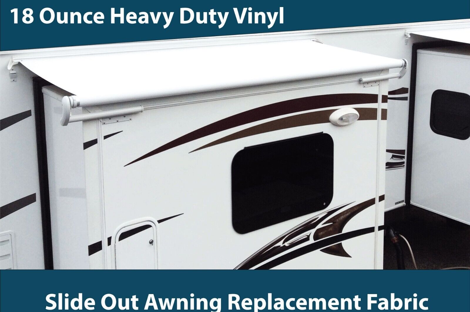 RV Slide Out Awning Replacement Fabric White- 5 Year Warranty Choose Size