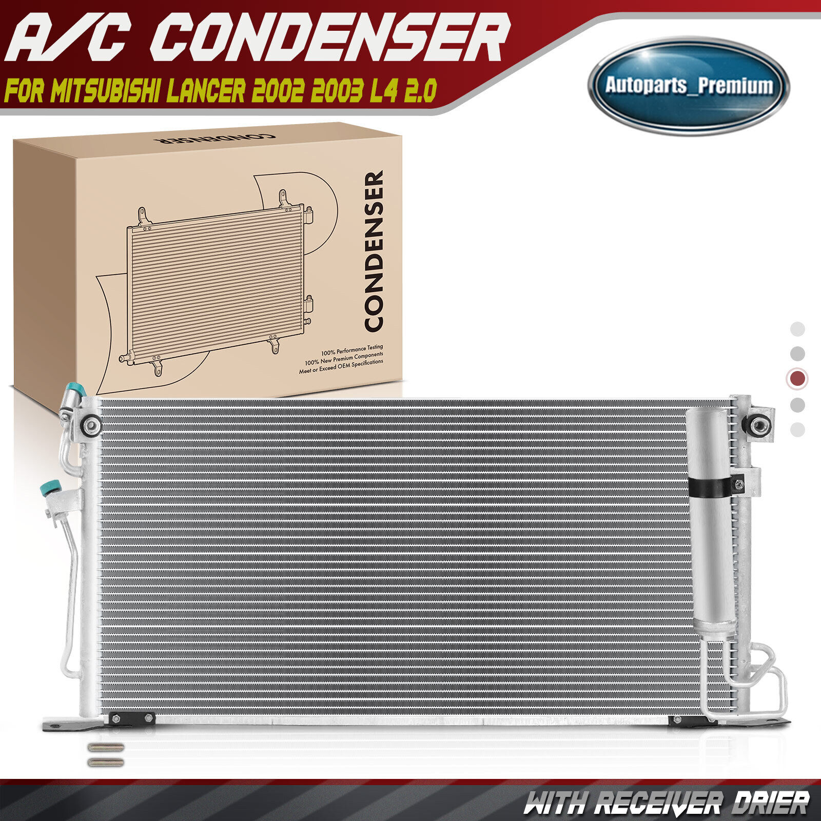 AC Condenser Parallel Flow with Receiver Drier for Mitsubishi Lancer 2002 2003