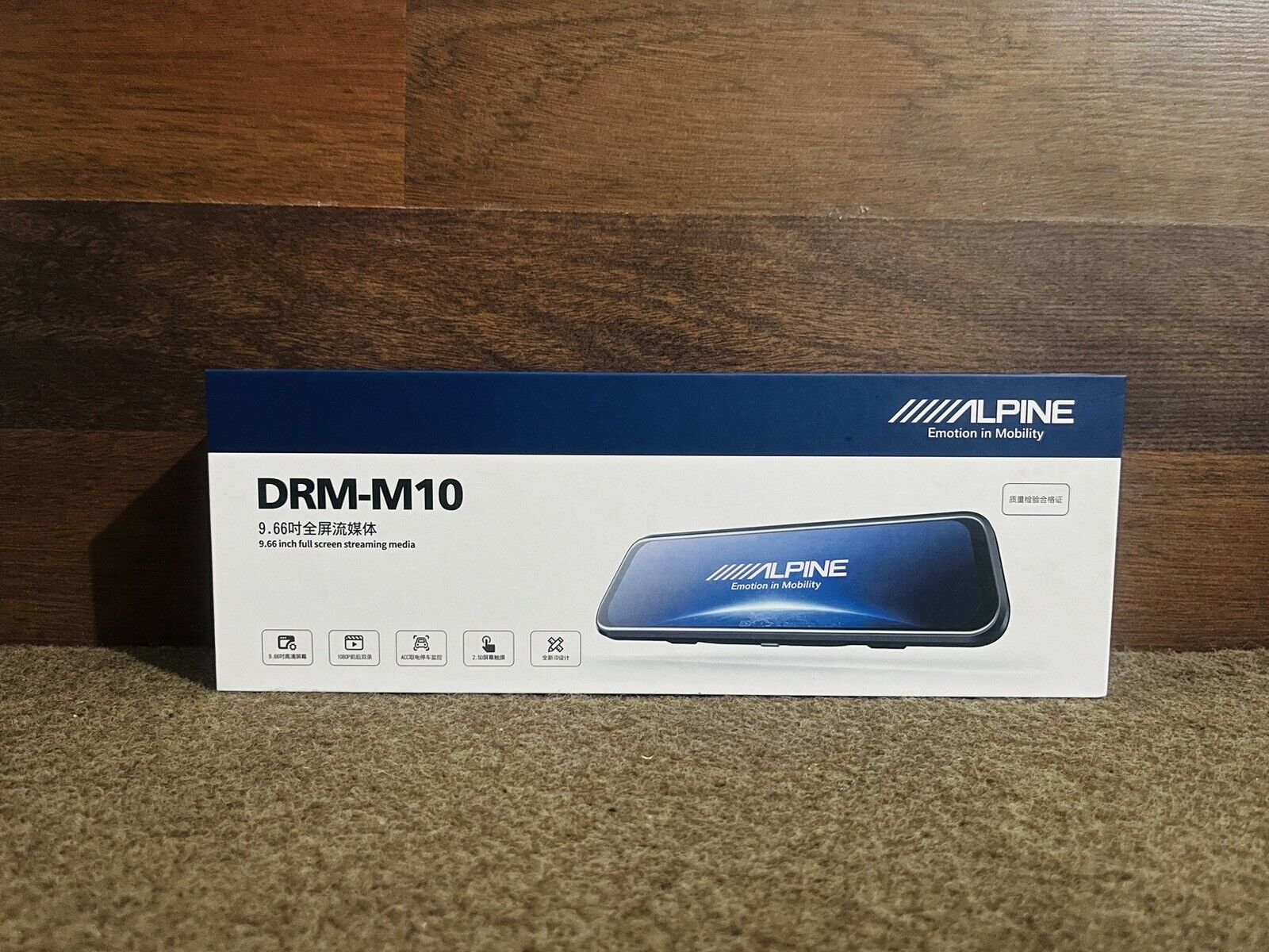 ALPINE DRM-M10 Dashcam 9.66 Inch Full Screen Streaming HD 1080p Rear-1080p Wi-FI