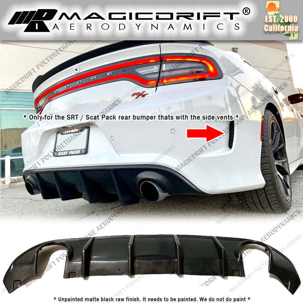 For 15-20 Dodge Charger SRT Scat Pack MDP Style Rear Bumper Lower Diffuser Lip