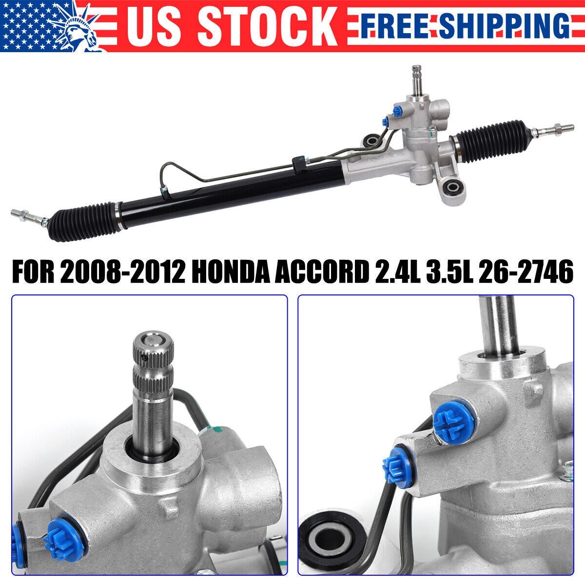 New Power Steering Rack and Pinion Assembly for Honda Accord 2008-2012 2.4L 3.5L