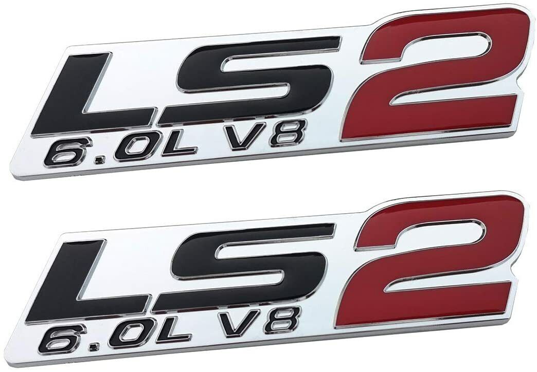 2 Pack LS2 6.0L V8 Engine Emblems 3D Badge Decal for GM Corvette Holden HSV Red