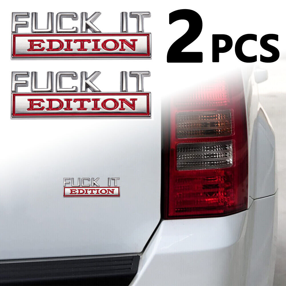 Fuck-IT Edition 3D Logo Emblem Badge Decals Car Side Sticker Letter  Sliver/Red