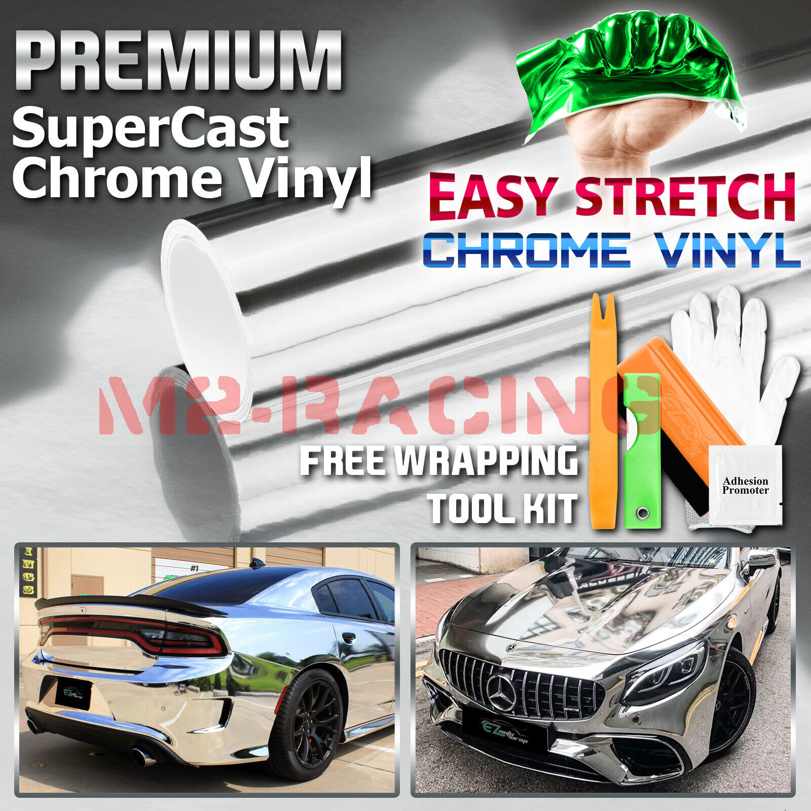15 Colors Supercast Easy Stretch Chrome Car Vinyl Wrap Bubble Free Sticker Film
