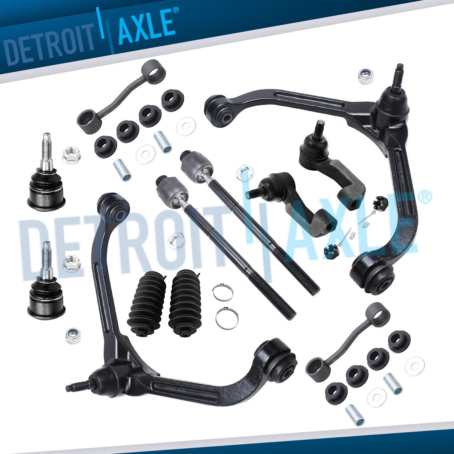 12pc Front Upper Control Arm + Tie Rod Sway Bar for 2002 2003 2004 Jeep Liberty