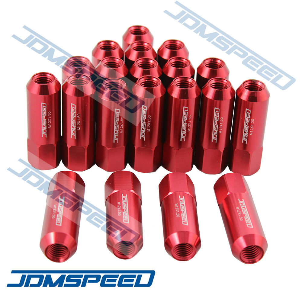 20PC RED JDMSPEED M12X1.5 60MM EXTENDED FORGED ALUMINUM TUNER RACING LUG NUT SET