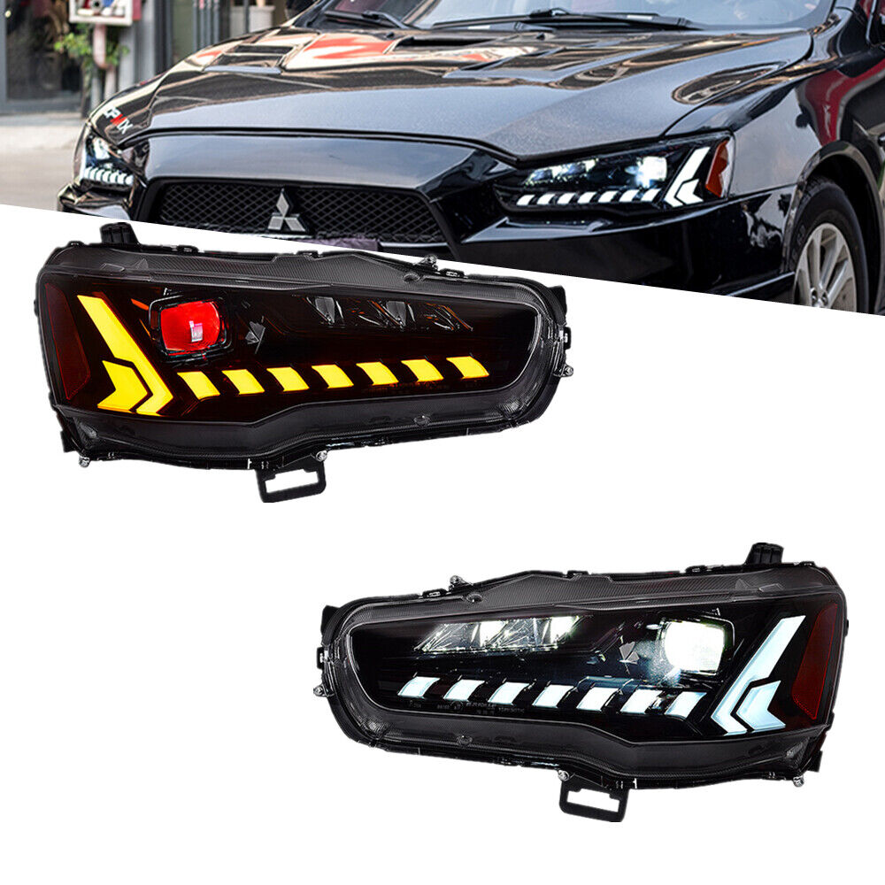 LED Headlights For Mitsubishi Lancer 2008-2020 EVO X Animation Sequential Lamps