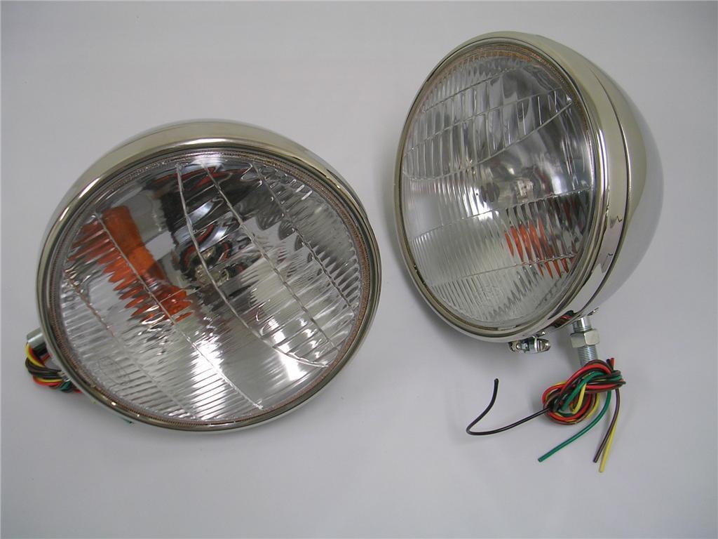 1933 1934 Ford Car POLISHED STAINLESS Headlights w Turn Signal 9 1/2\