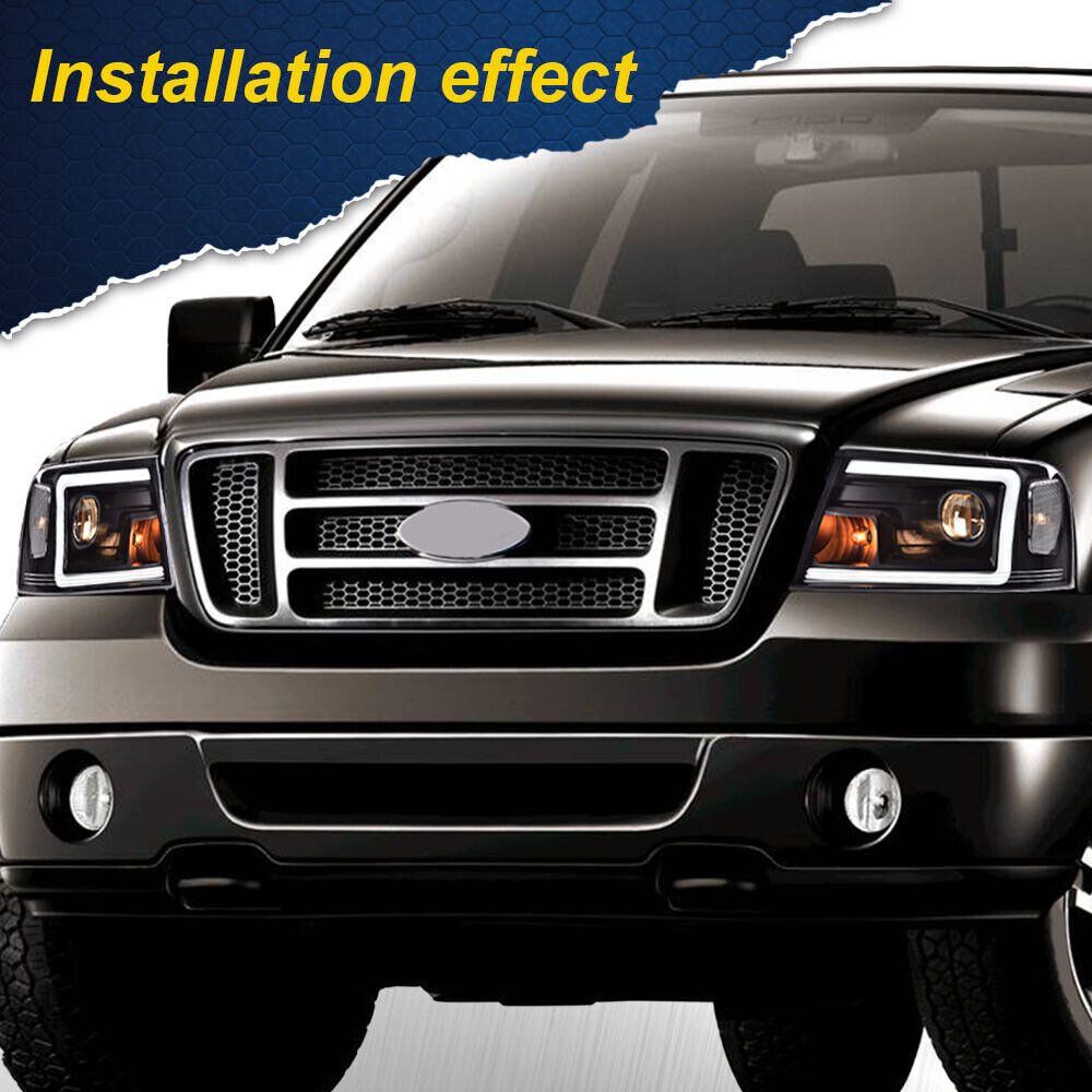 FIT FOR 2004-2008 FORD F150 06-08 LINCOLN MARK LT LED DRL BLACK HEADLIGHTS