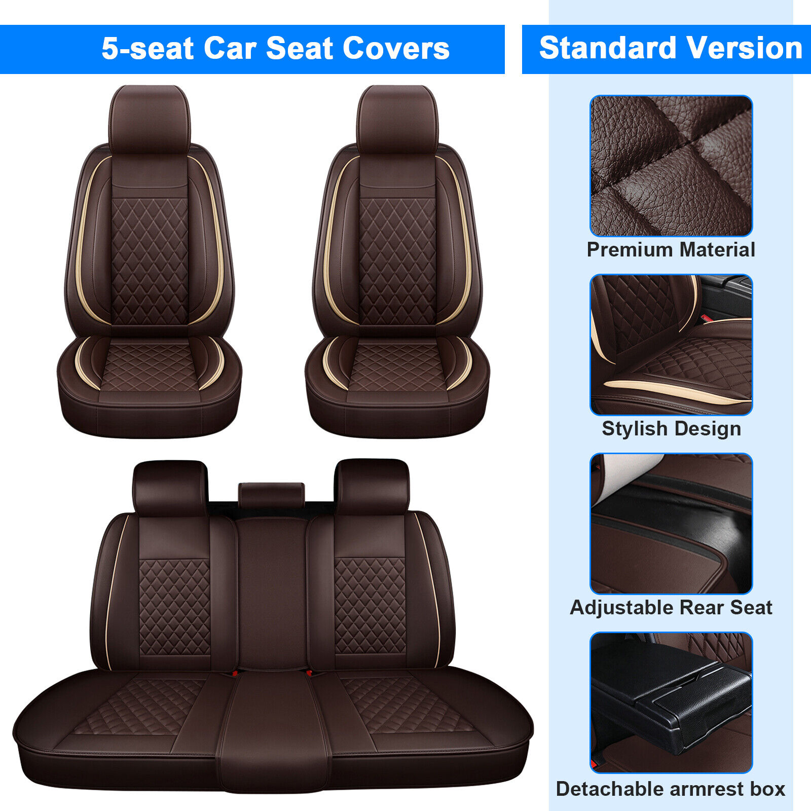 For Jaguar XJ XF F-Pace Car Seat Cover 5 Seats Deluxe Front Rear Seat Protector