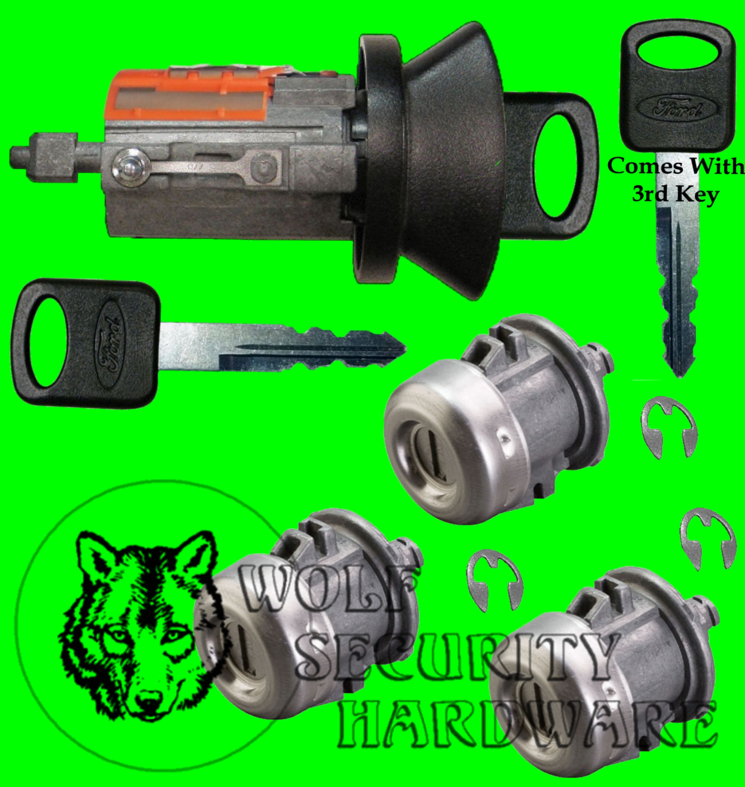 Ford F150 97-04 Heritage Ignition Switch Lock Cylinder Door Tailgate Set 3 Keys