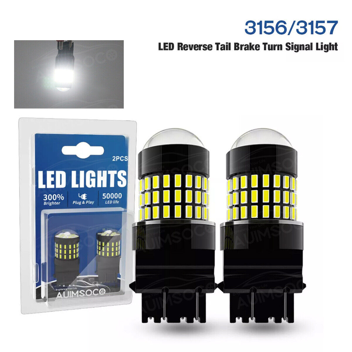 3157 3057 White LED Brake Tail Light Bulbs For Ford F-150 F-250 F-350 Super Duty