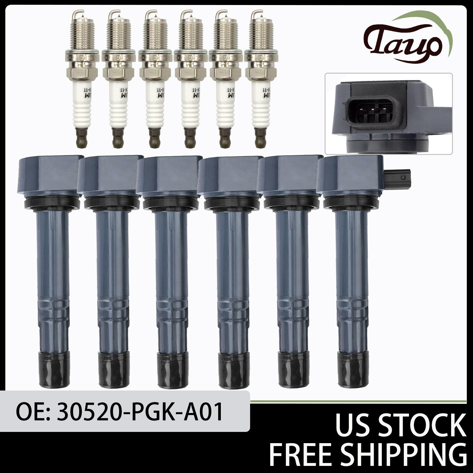 6PCS Ignition Coil & 6PCS Spark Plug for Honda Accord 30520PGKA01 ECZHD007