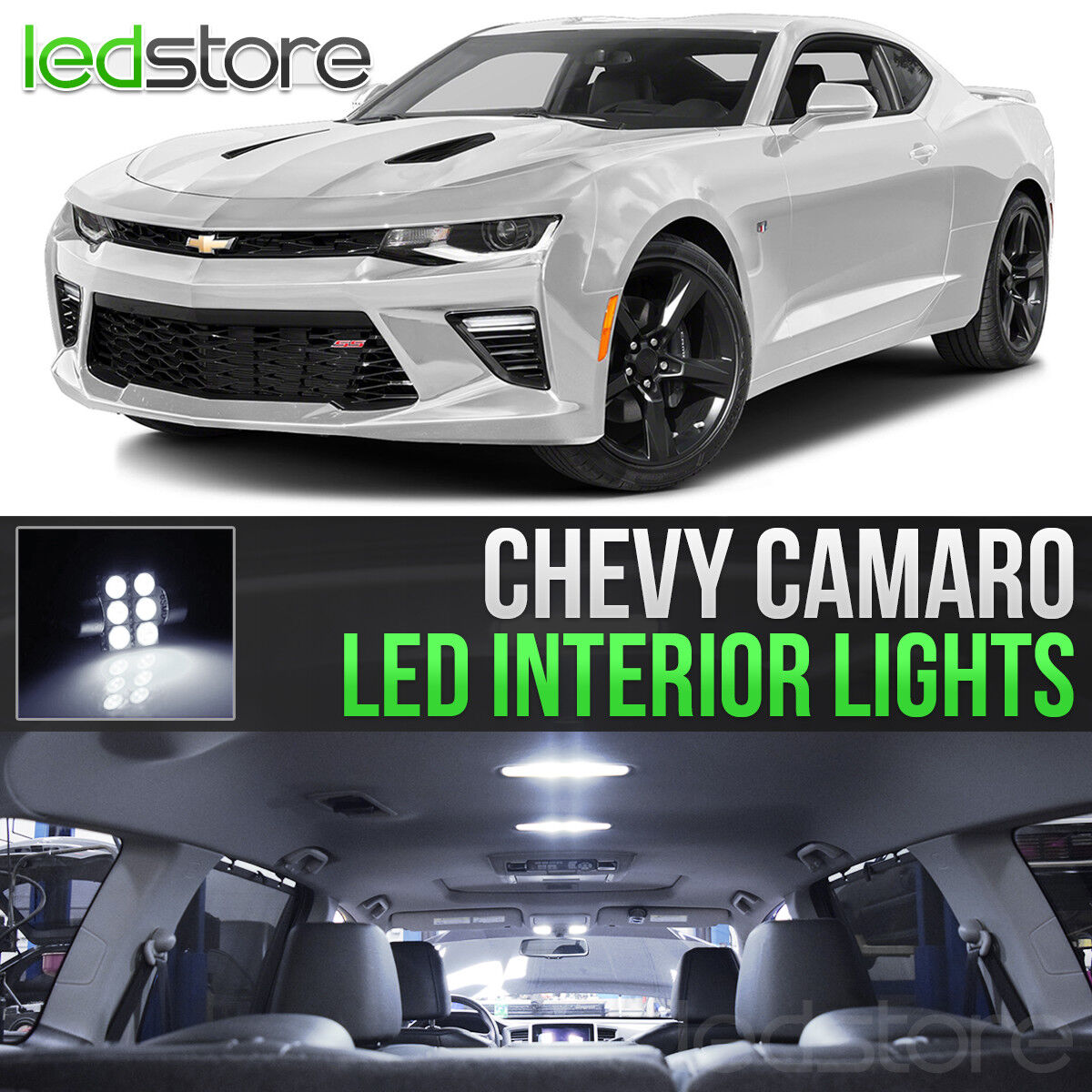 2010-2015 Chevrolet Camaro White LED Lights Interior Kit