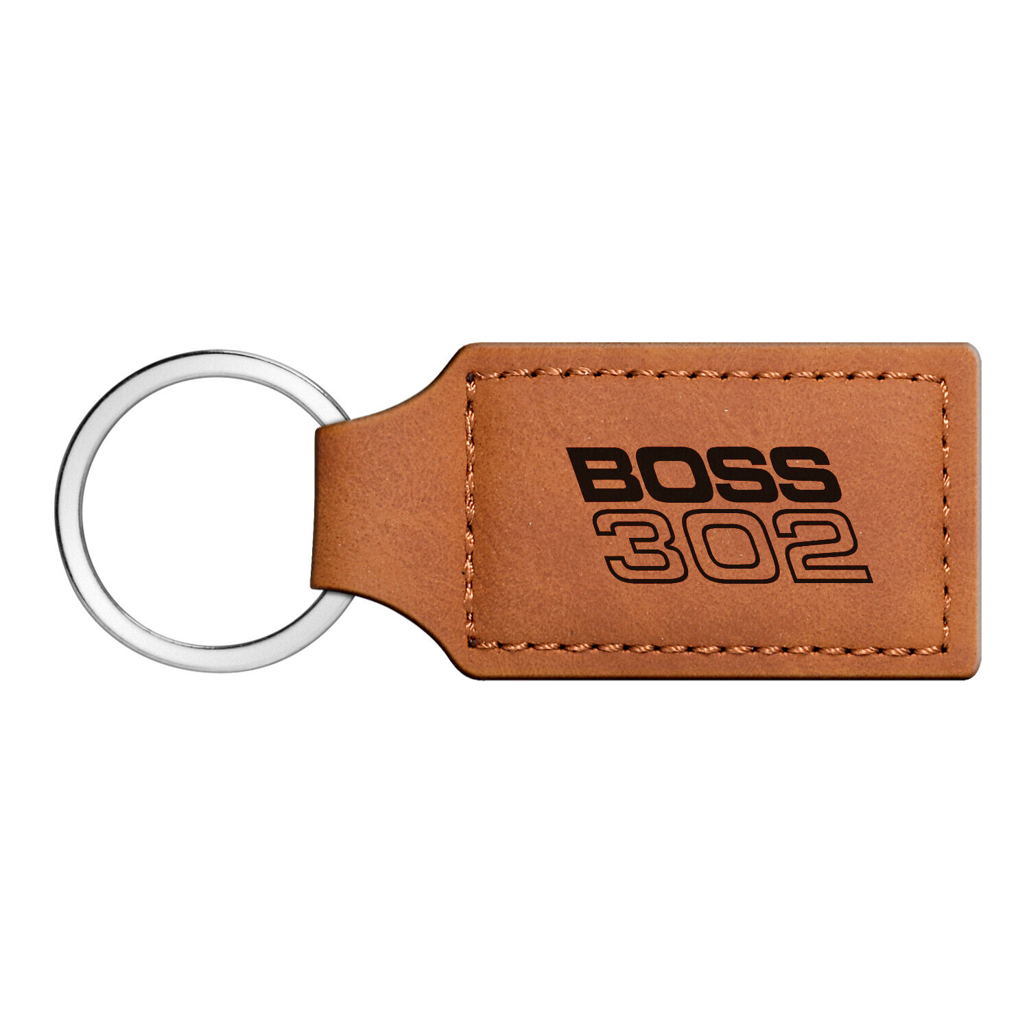 Ford Mustang Boss 302 Rectangular Brown Leather Key Chain