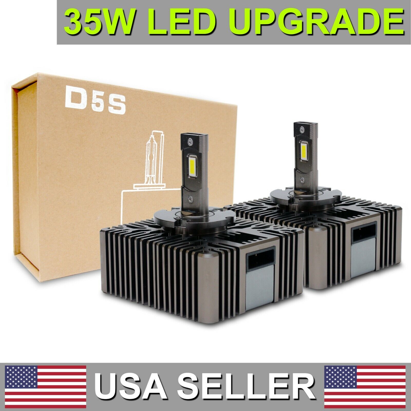 2x D5S LED 6000K White Bulbs 35W 3000lm Upgrade 40% More Powerful Replacement 