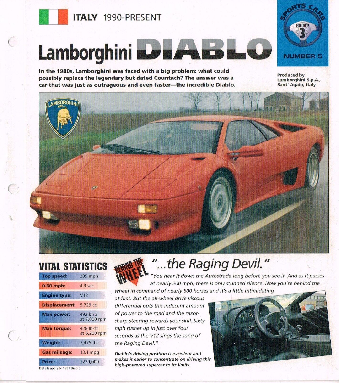 1990 / 1991 / 1992 LAMBORGHINI DIABLO IMP Brochure