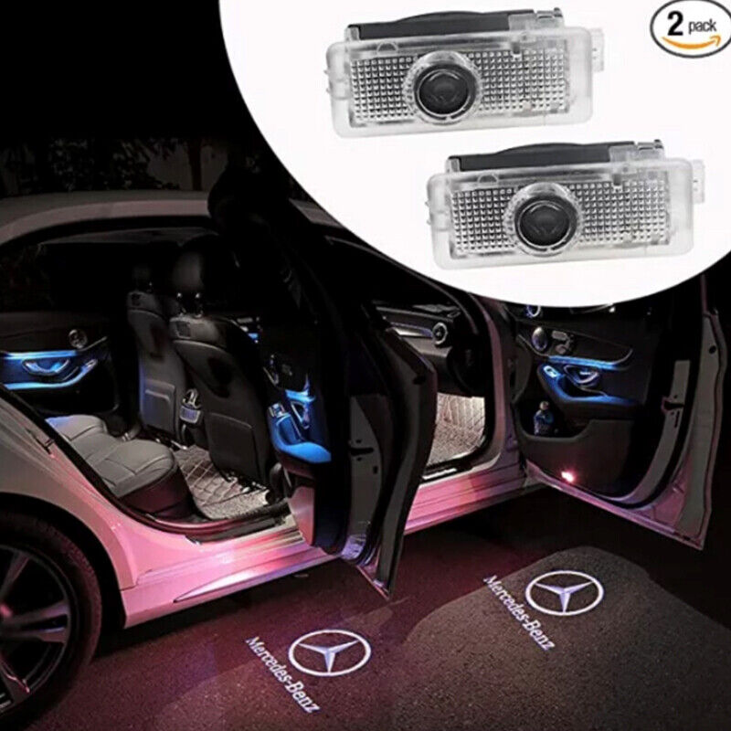2Pcs For Mercedes-Benz CLS CLA LED Door courtesy Shadow Projector Light 3D Logo