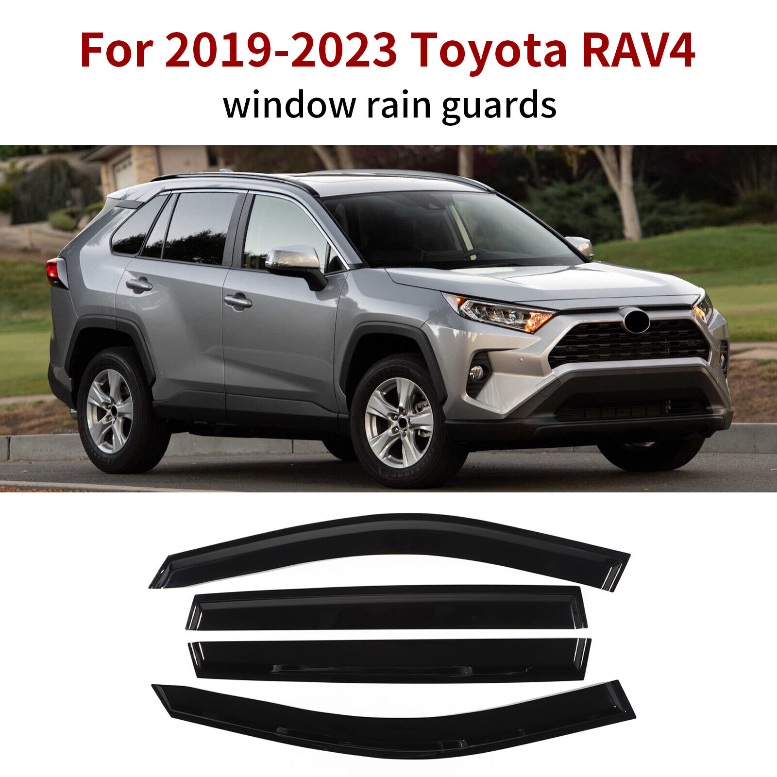 4Pcs Window Visors Rain Sun Guard Vent Guard For Toyota RAV4 2019-2023 20 21 22