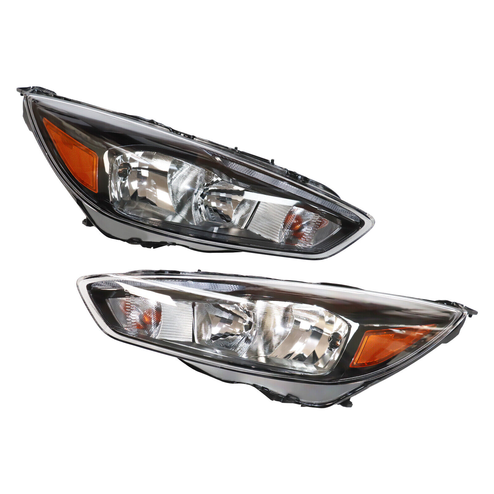 Pair of Headlights w/ LED DRL Right & Left Side fits for Ford Focus 2015-2018