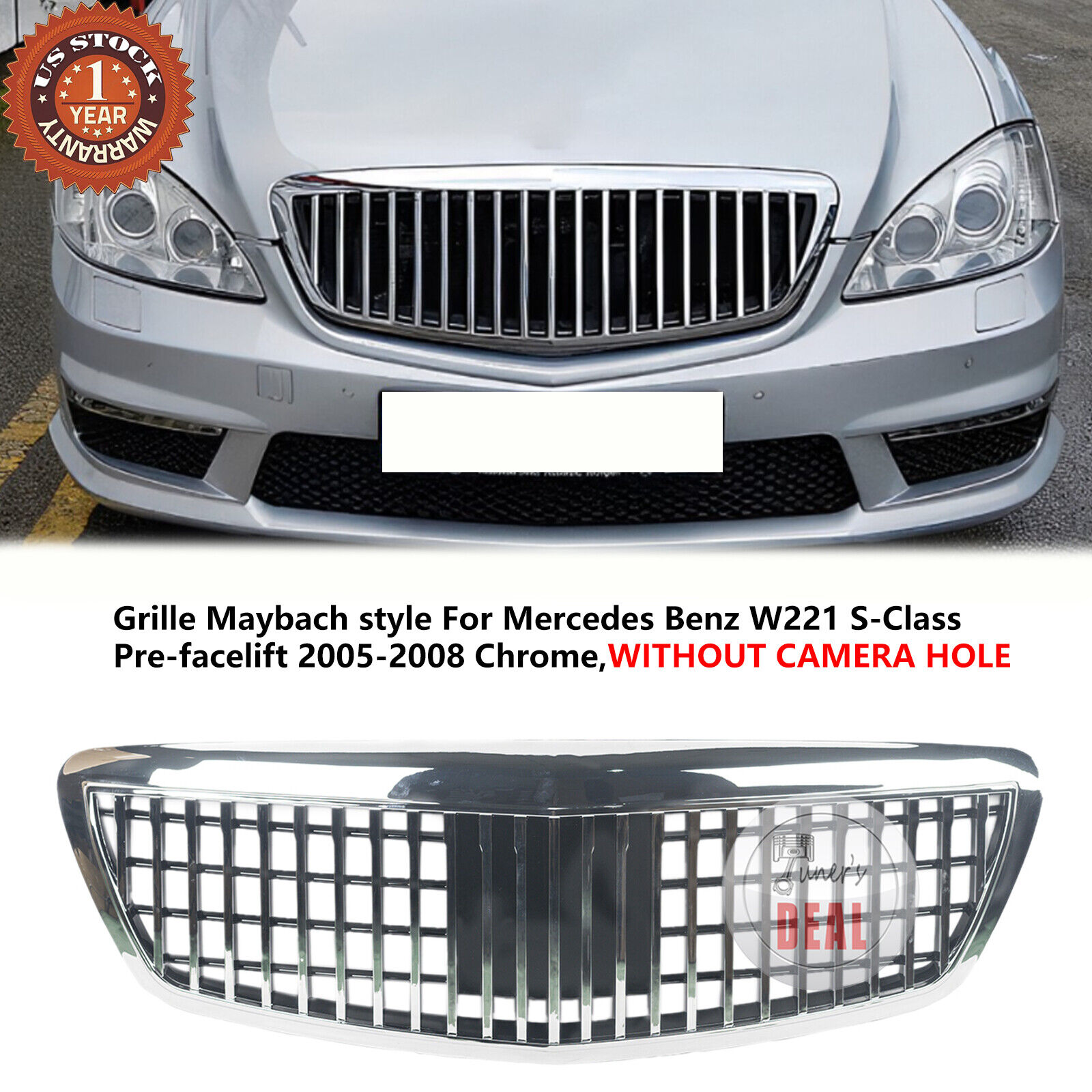 MayBach Style Grille Chrome For Mercedes Benz W221 S-Class 2005-2008 S550 S65