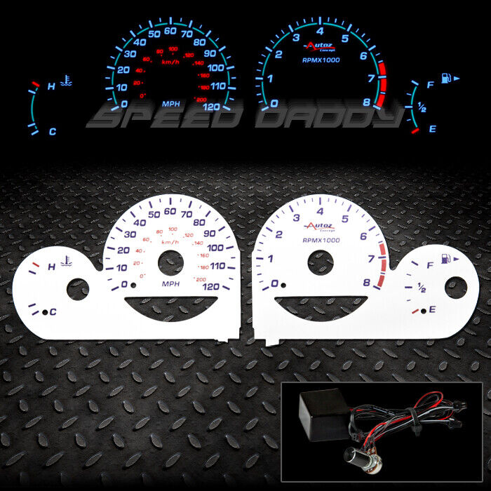 AUTO CONCEPT REVERSE WHITE INDIGLO GLOW GAUGE FOR 2000-2005 CHRYSLER/DODGE NEON