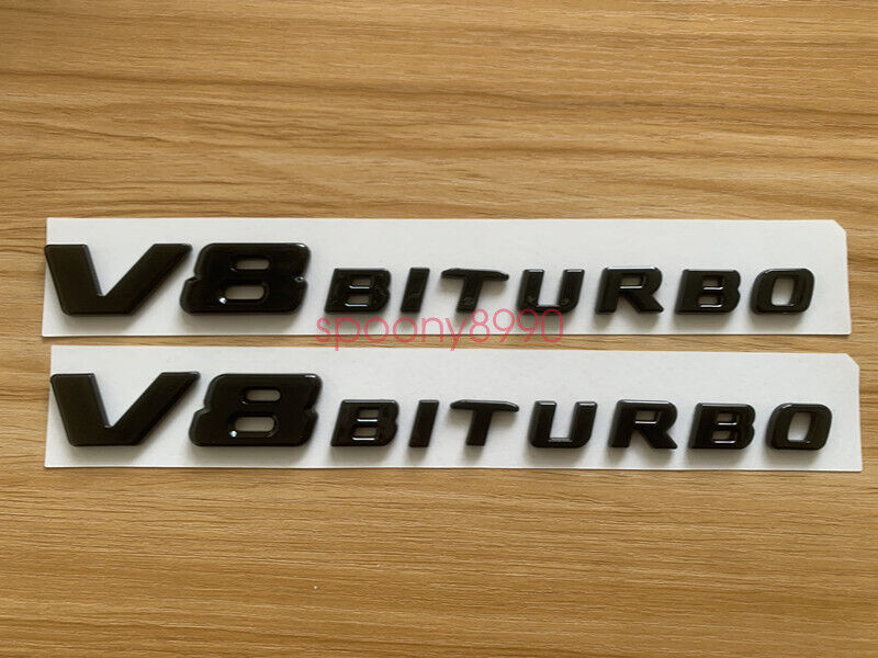 Gloss Black V8 BITURBO Number Letters Emblem Badge Sticker For Mercedes Benz