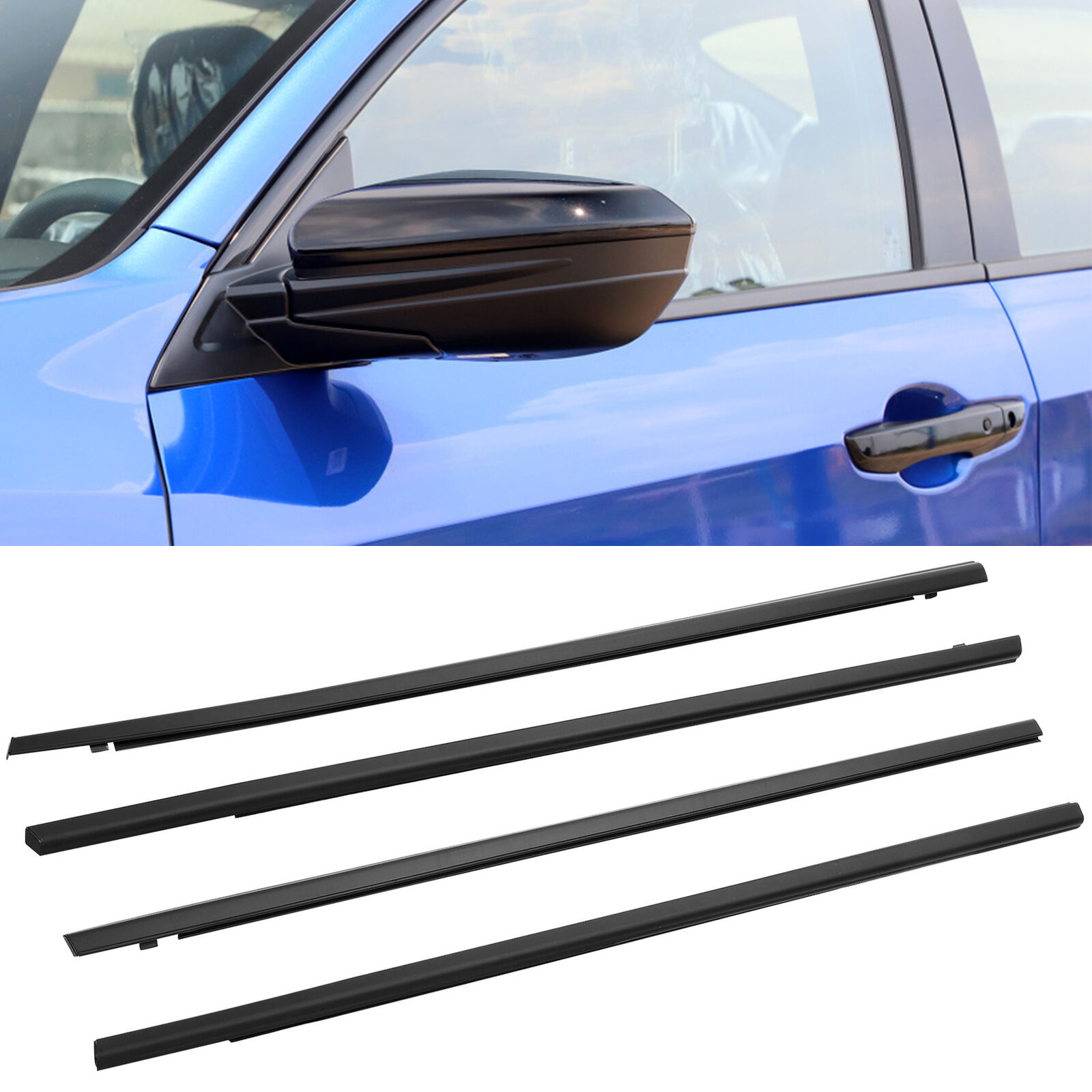 For Honda Civic Sedan 2016-21 4x Car Weatherstrip Window Moulding Trim Seal Belt