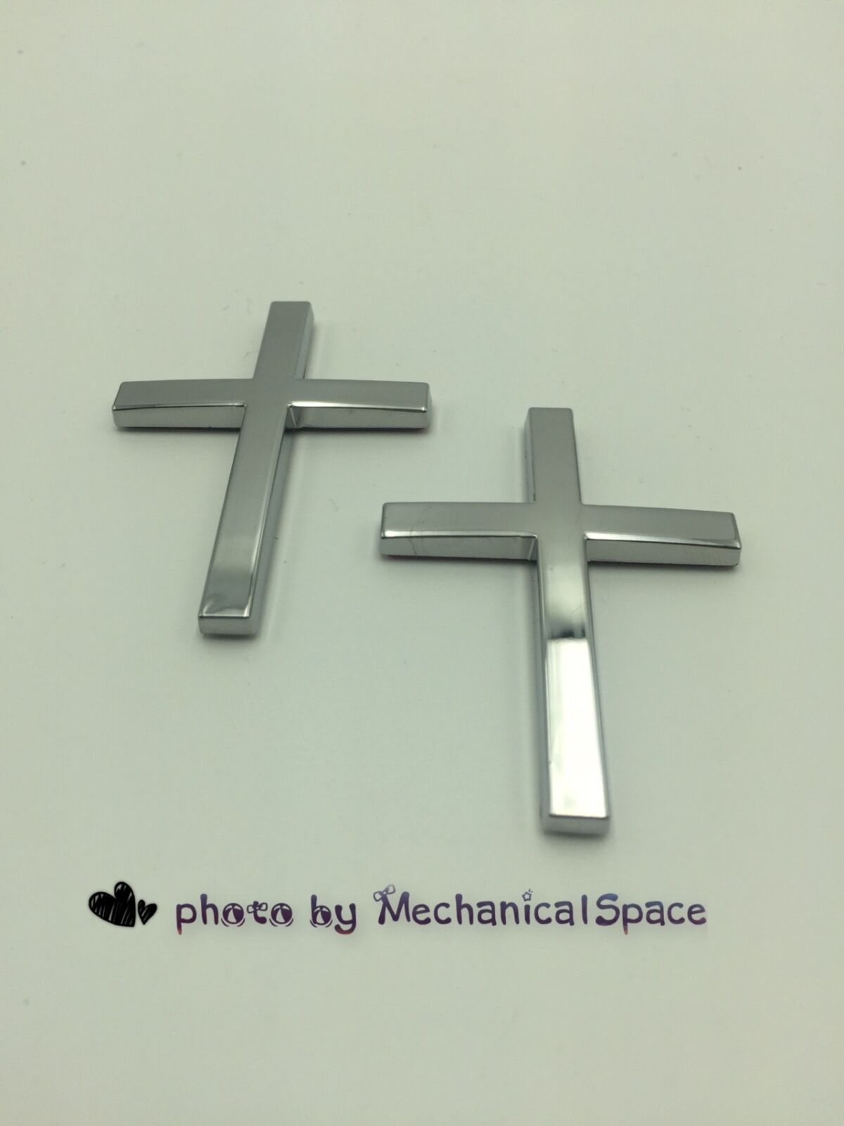 2X SILVER CHRISTIAN CROSS 3D EMBLEM DECAL LOGO BADGE STICKER FOR CAR MOTORCYCLE 