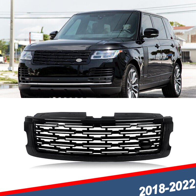 For 2018-2022 Range Rover Up To 2023 Gloss Black Front Upper Bumper Grille Grill