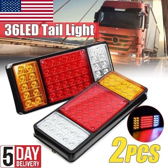 2 x Universal 12V 36 Led Caravan Truck Rear Tail Lights Indicator Lamp