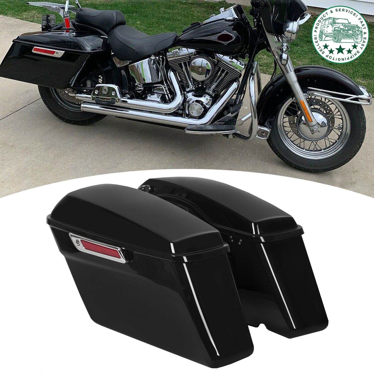 Gloss Black Hard Saddle Bags Saddlebags For Harley Road King Glide FLHTCH 93-13