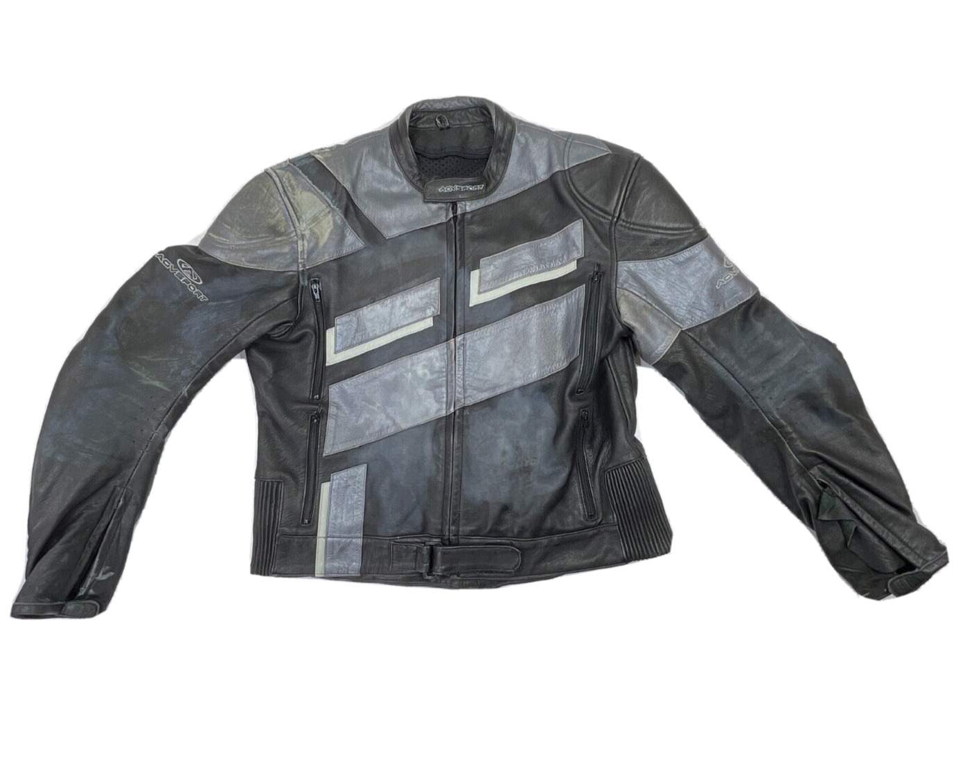 AGV Sport Motorcycle Jacket Size 57 Black Gray Genuine Leather Padded