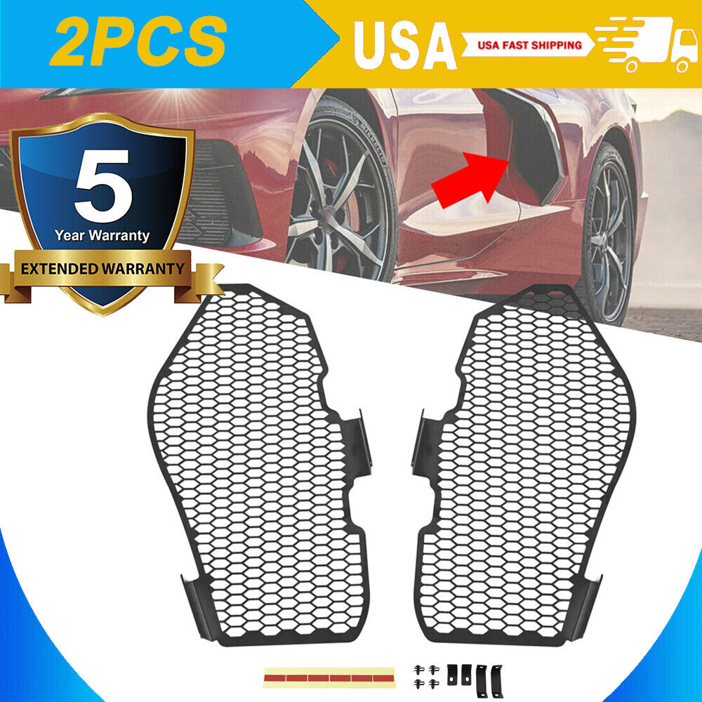 For Corvette C8 2020-2023 Side Intake Mesh Grille Insert Pair Black Aluminum US