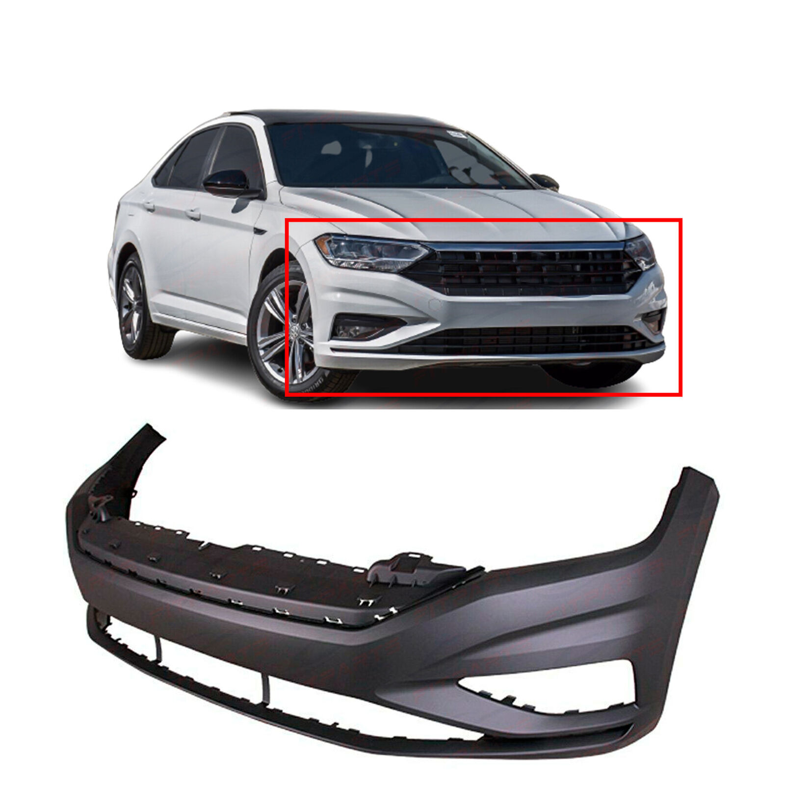 Primed Front Bumper Cover Replacement for 2019 2020 Volkswagen VW Jetta