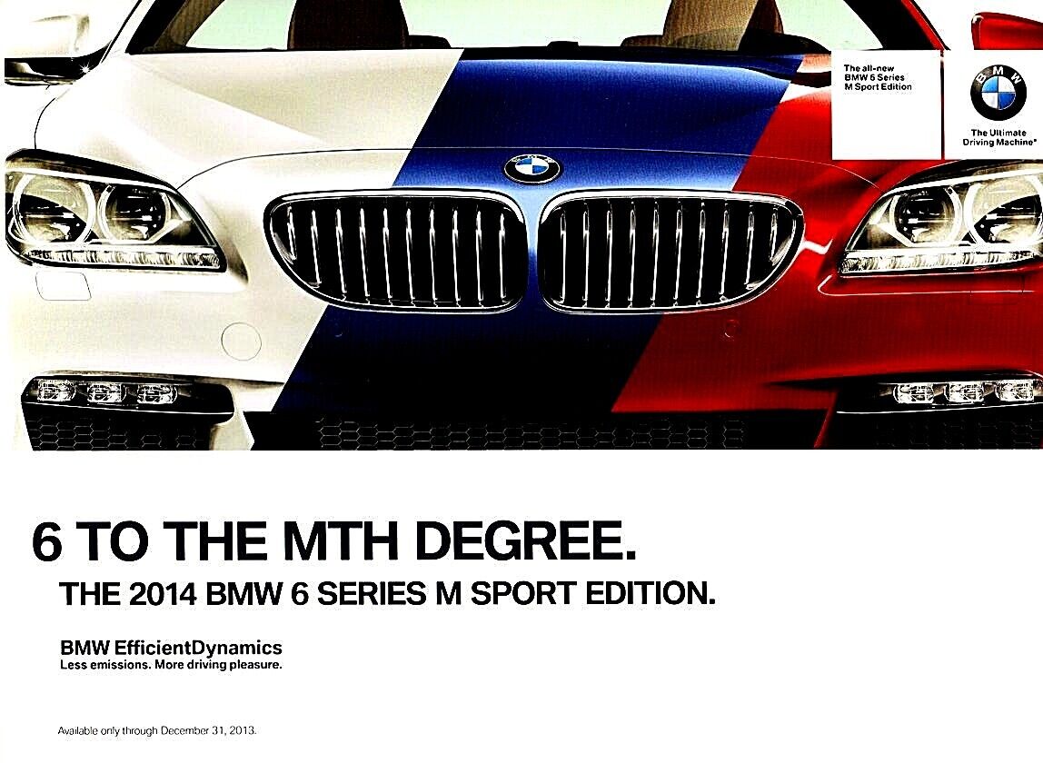 2014 BMW 6 SERIES M SPORT EDITION—SALES BROCHURE—640 650 COUPE CONVERTIBLE—NOS