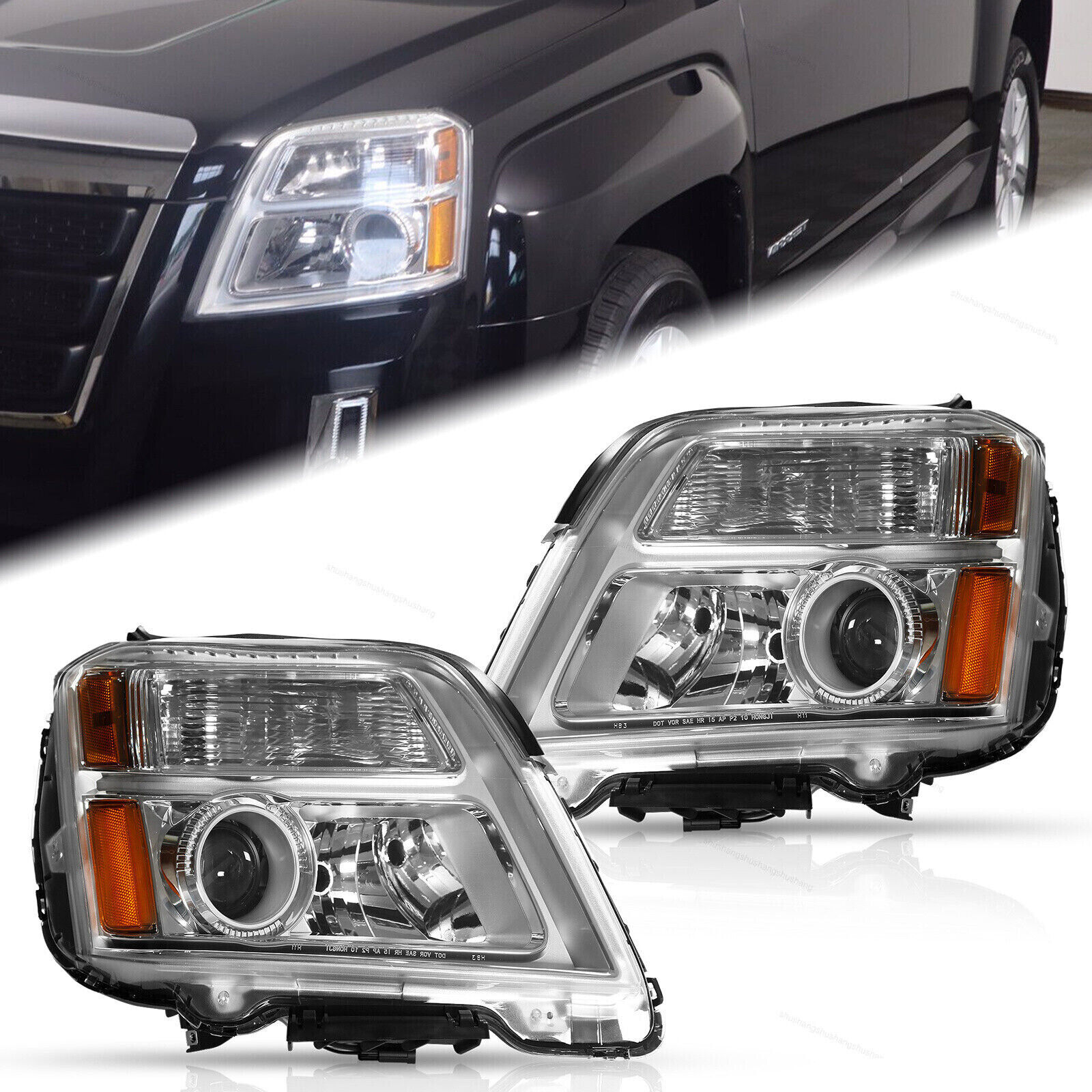 Fit for 2010-2015 GMC Terrain Left & Right Side Projector Headlights Headlamps