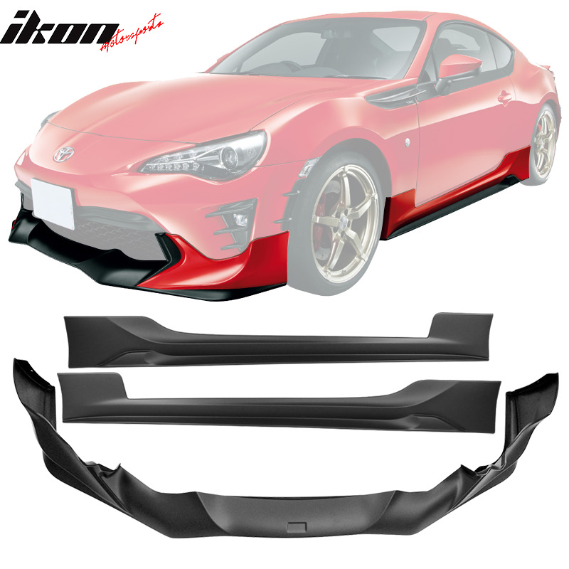 Fits 17-20 Toyota 86 Front Bumper Lip + Side Skirts Pair - PP