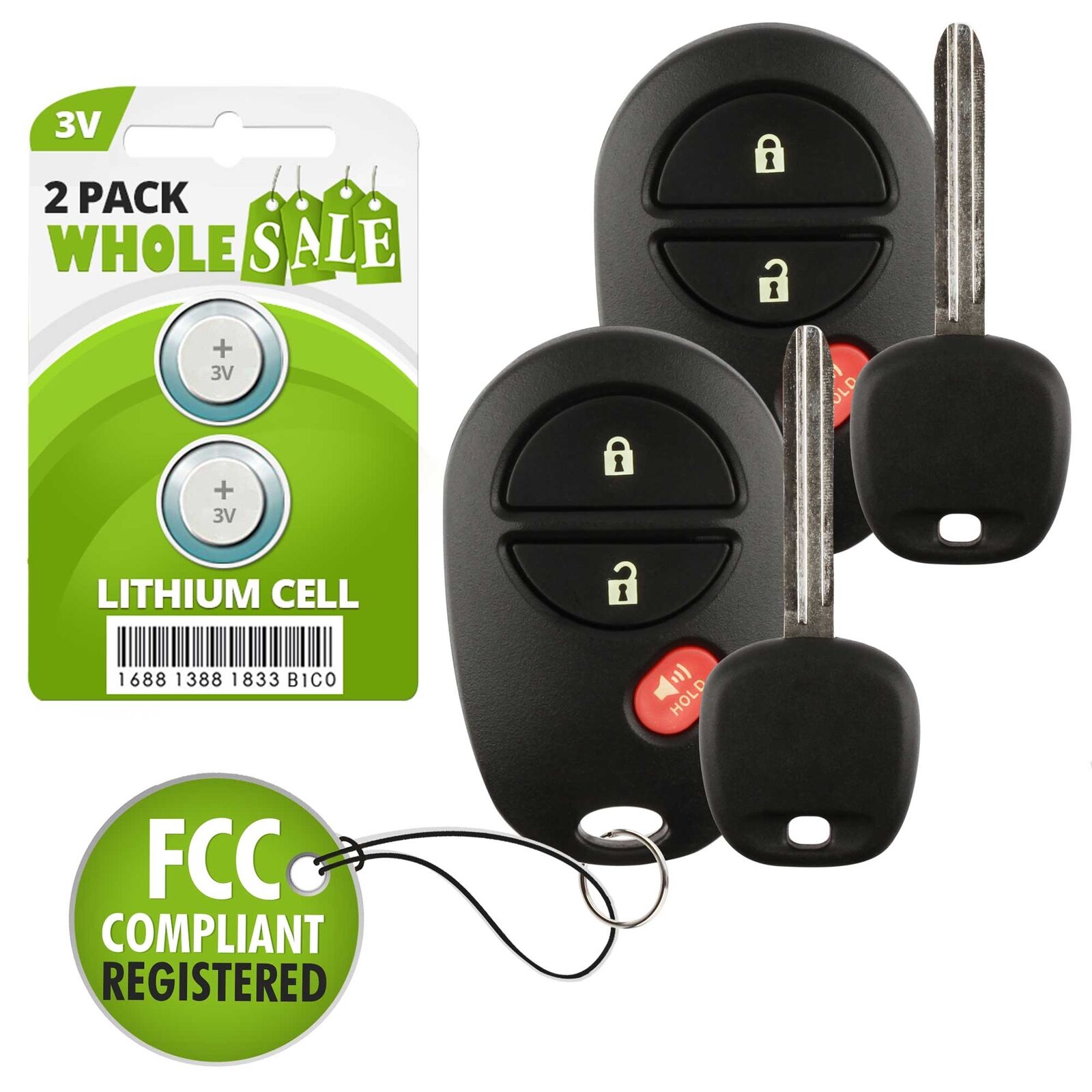 2 Replacement For 2011 2012 2013 2014 2015 Toyota Tacoma Key + Fob Remote
