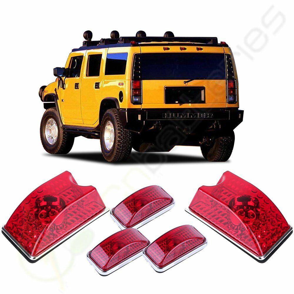 5pcs Red Cab Marker Running Roof Top Red Light For 2003-2009 Hummer H2 SUT SUV